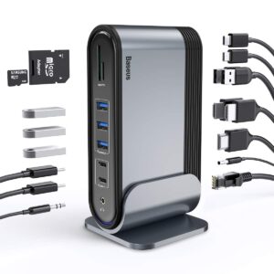 Read more about the article Baseus 17-in-1 USB C Docking Station to Cast on 3 Monitors with 100W PD USB-C Port, 4K HDMI*3, USB 3.0 * 5, LAN, SD/TF Cards Reader, Audio Port for Windows, Mac Laptop