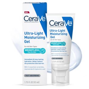 Read more about the article CeraVe Ultra-Light Moisturizing Gel | Hydrating Gel Face Moisturizer with Ceramides, Niacinamide, Hyaluronic Acid | Fragrance Free | Oil-Free | Weightless Mattifying Moisturizer | 1.75 FL Oz