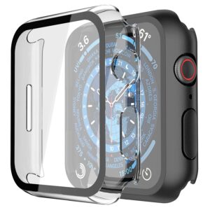 Read more about the article Misxi 2 Pack PC Case with Tempered Glass Screen Protector Compatible with Apple Watch Series 9 (2023) Series 8 Series 7 45mm, Ultra-Thin Scratch Resistant Cover for iWatch, 1 Black+1 Transparent